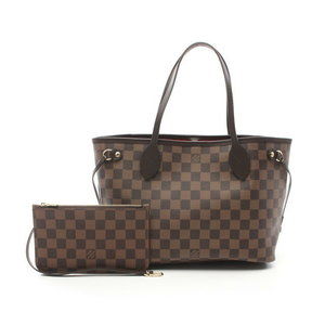 Louis Vuitton Neverfull Tote Bag Leather Damier Brown